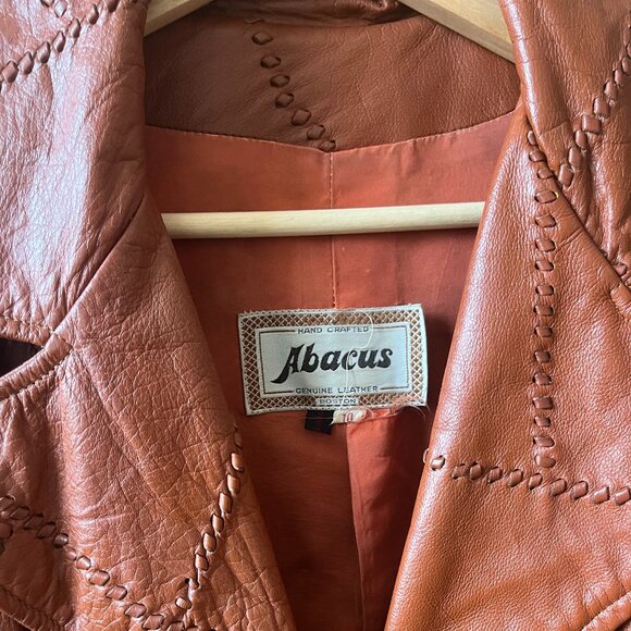 70s Vintage Brown Genuine Leather Coat - Picture 3 of 3